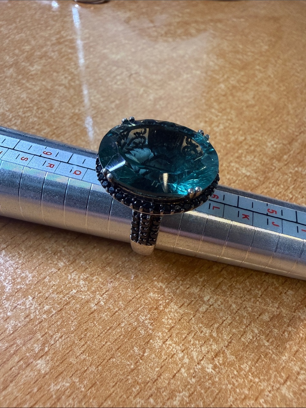 Chuck Clemency aquamarine and silver ring, size 7
